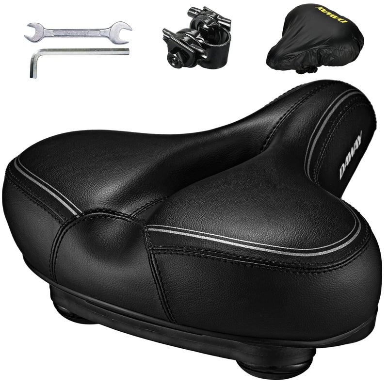 DAWAY C30i Comfortable Oversized Bike Seat - Memory Foam Padded Exercise Bicycle Saddle for Peloton  Stationary  Mountain  Road Bikes - Extra Wide Replacement Cushion for Men Women Comfort  Great Gift - Image 1